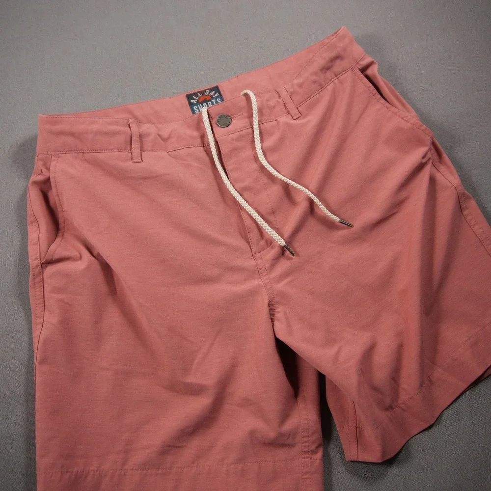 Faherty All Day Hybrid Drawstring Men Shorts 32 MBS2334 Swim Pink Beach Coastal